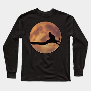Moon Cat Silhouette Long Sleeve T-Shirt